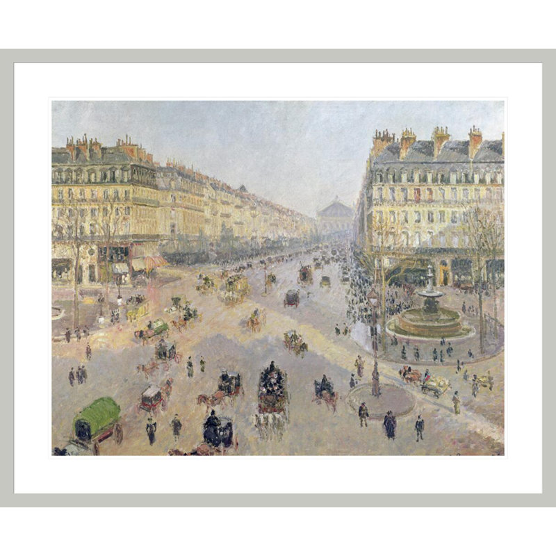 «The Avenue de L'Opera Paris Sunlight Winter Morning» par Camille Pissarro, impression giclée encadrée, 33.5" H x 40.63" W