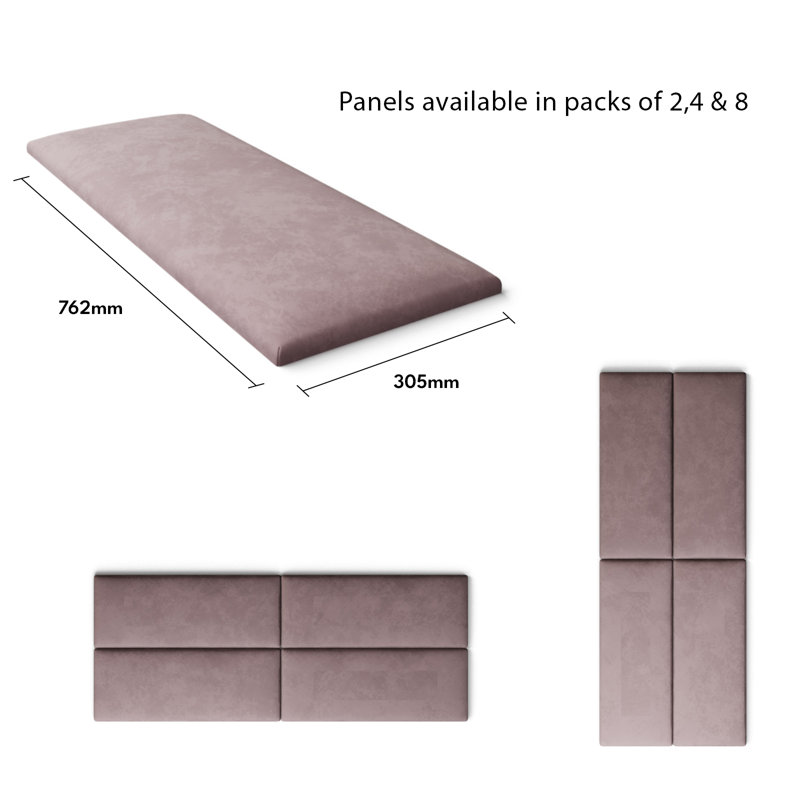 Katie-Mai 30 cm x 75 cm Peel and Stick Upholstered Wall Paneling in Blush