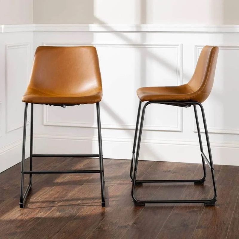 Tabouret de bar et de comptoir Nia Matika, Tabouret de comptoir (siège d'une hauteur de 26 p, Brun clair