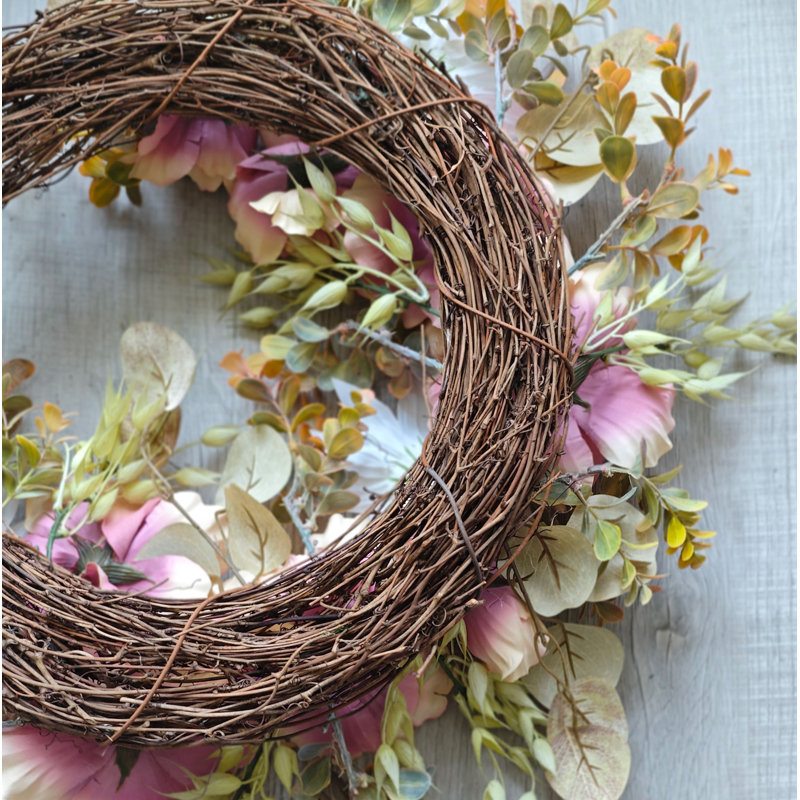 Fall Half Wreath, Peony/Sunflower/Wheat/Eucalyptus