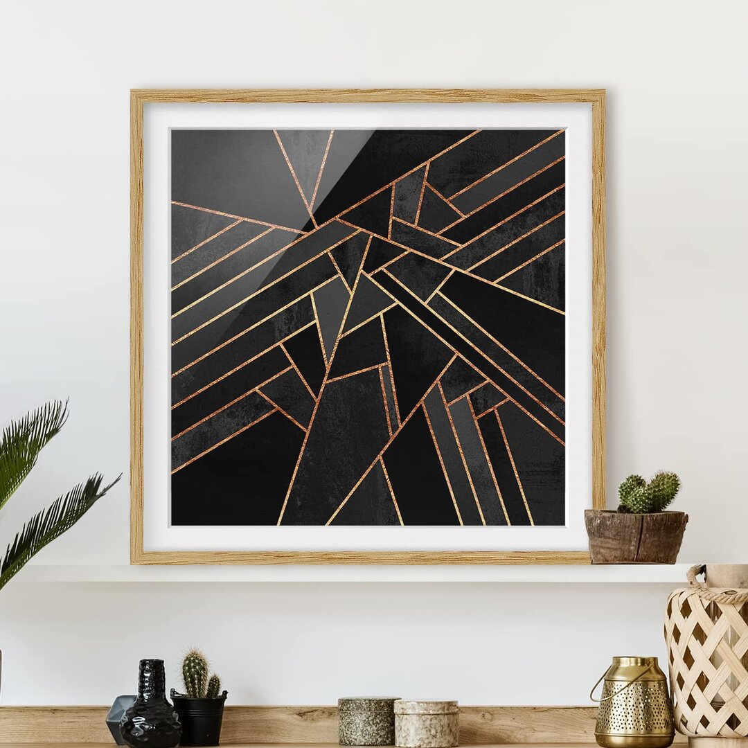 Gerahmtes Poster Black Triangles Gold