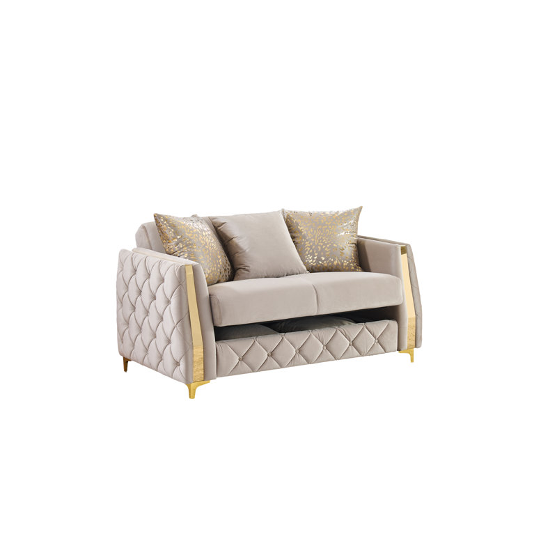 Keivin 72'' Upholstered Sleeper Loveseat, Taupe