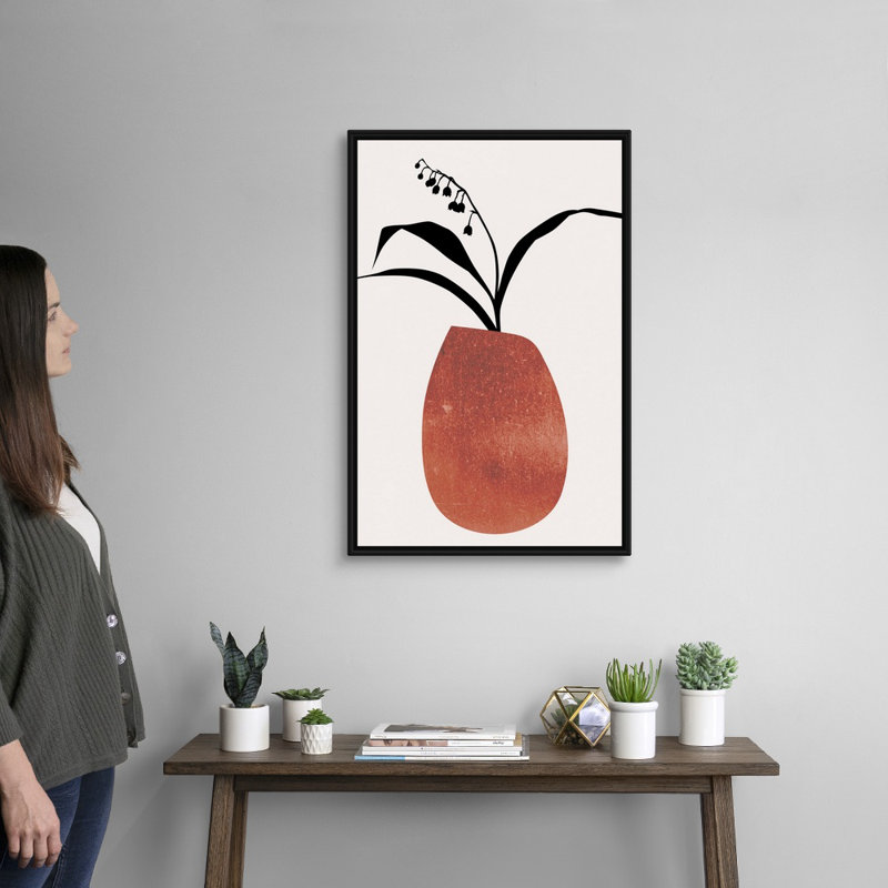 Fleurs d'hiver sur toile, H 32 po x l 22 po, Toile avec cadre noir
