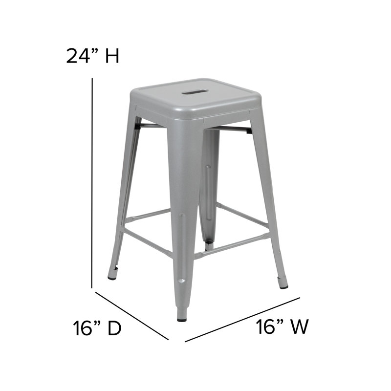 Tabouret de bar Bushea, Tabouret de comptoir (siège d'une hauteur de 24 p, Argent / gris