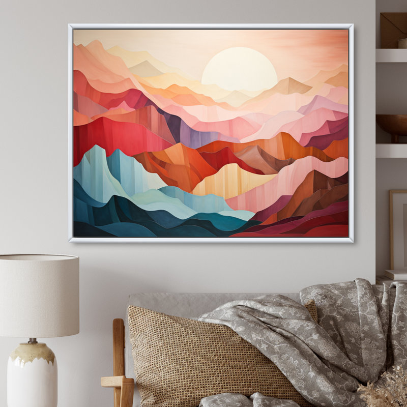 «Pastel Bold Sunset Landscape III», reproduction d'art sur toile, H 12 po x l 20 po, Cadre photo noir