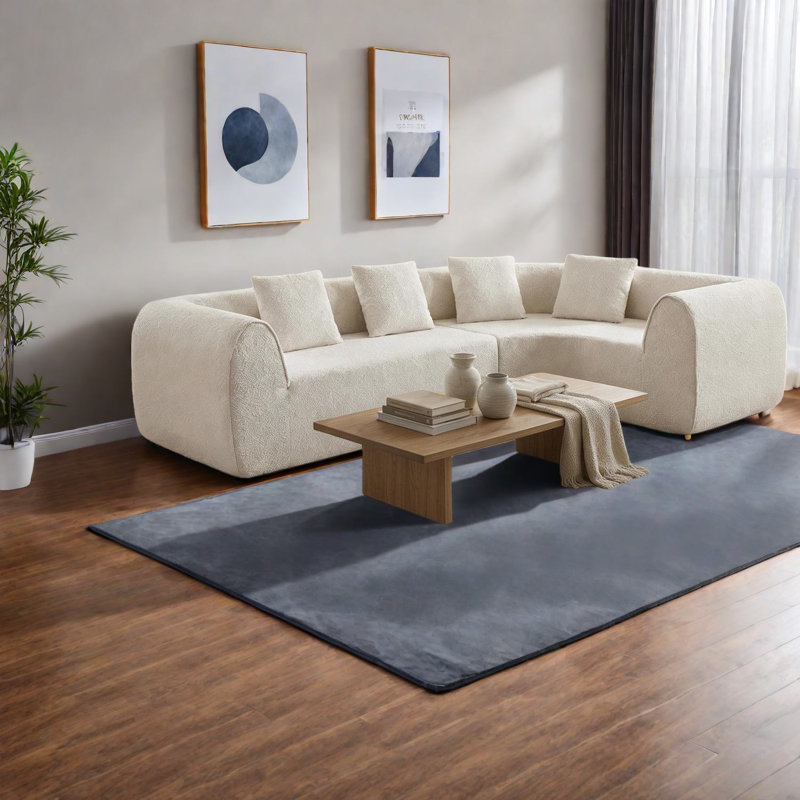 Canapé modulaire moderne en amande, confort en mousse haute densité, design de salon polyvalent