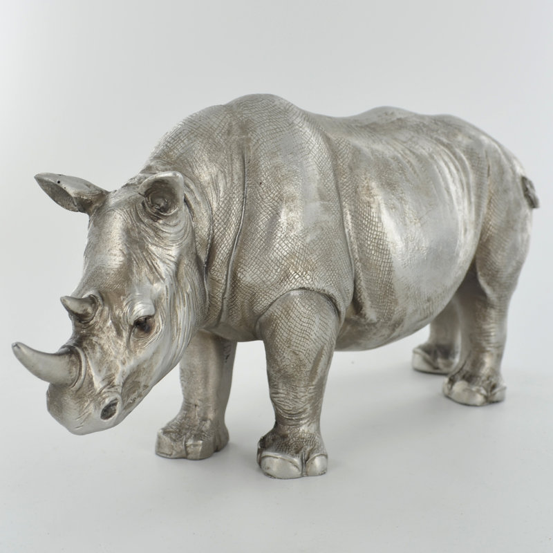 Silver Rhinoceros Sculpture Linderman Figurine