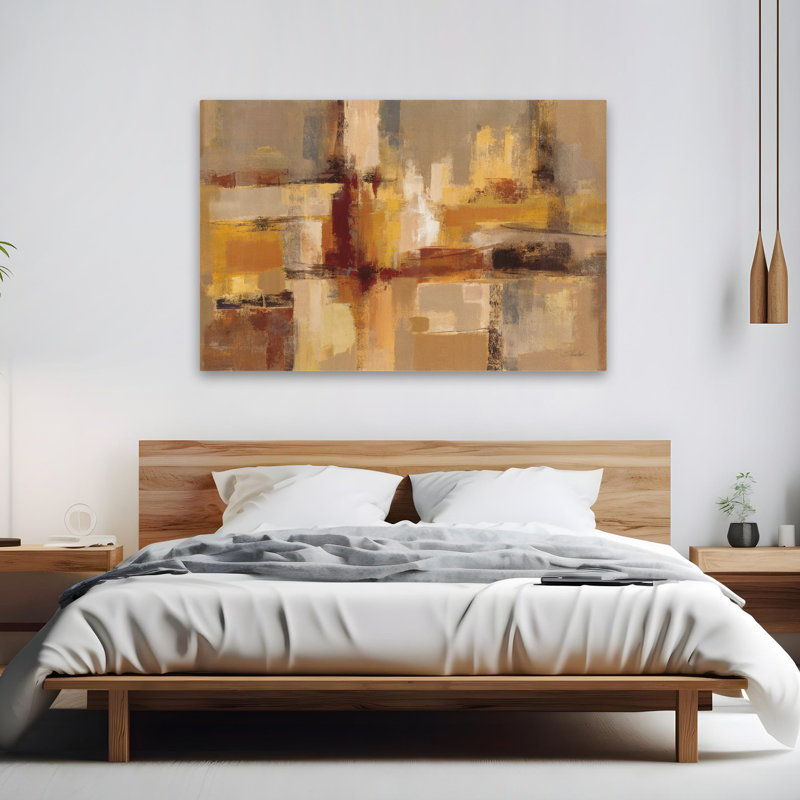 Sandcastles - Abstract Beige Black Brown, 60" H x 40" W