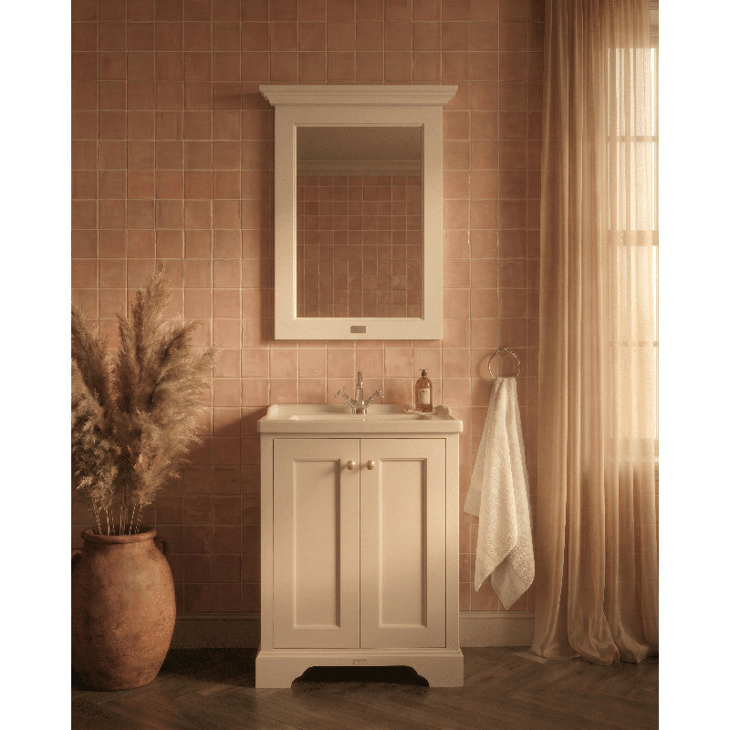 Bayswater 800mm Pointing White 2 Door Floor Standing Cabinet With 1 Tap Hole Square Basin, Pointing White