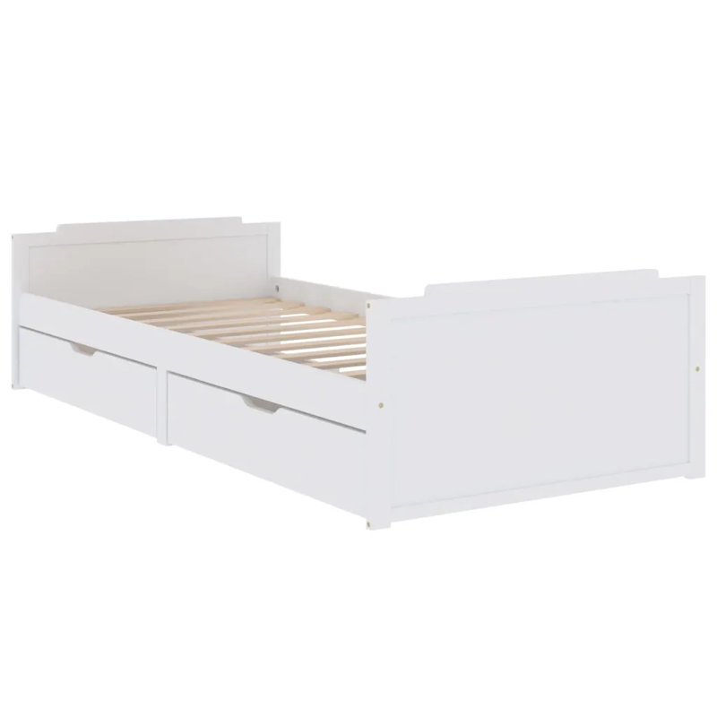 Addonis EU Single - 90 X 200 Cm Solid Wood Storage Bed, White