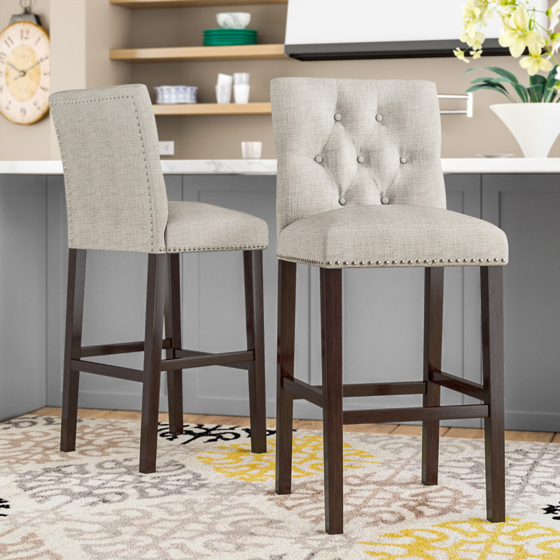 Tabouret de bar et de comptoir McLoud, Gris clair, Tabouret de bar (hauteur de siège 31,5 po)