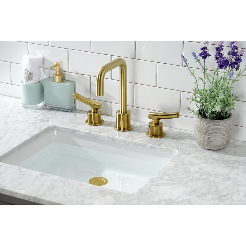Robinet de salle de bain à large entraxe avec bonde, Or brillant