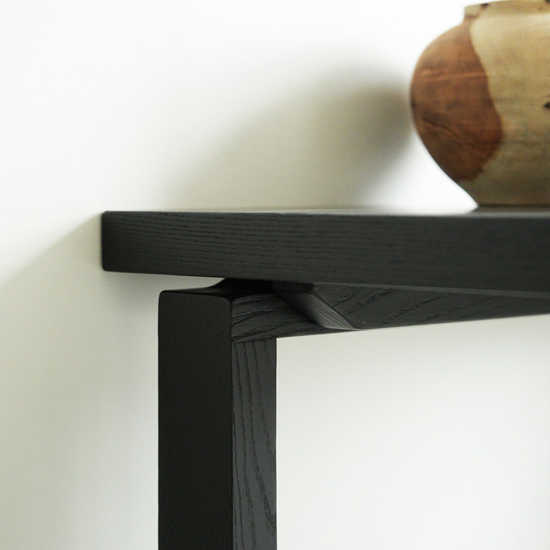Solid ash wood black rectangular dining table, 29.53"H x 70.87"L x 31.5"W