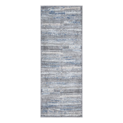 17 Stories Washable Non-Slip Rug - Gray / Blue / Blush Modern Abstract Area Rug