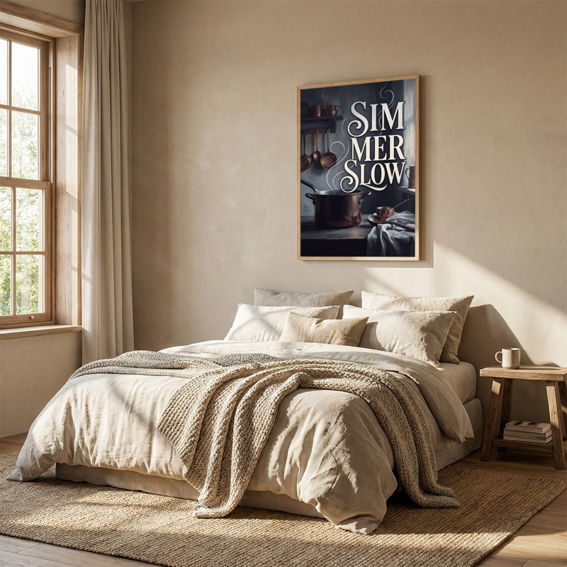 Simmer Slow Text Copper Pot and Ladle Canvas Wall Art, 48"H x 36"W