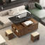 Table basse relevable avec tabourets et rangement