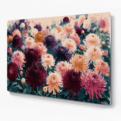 «Botanical Chrysanthemums», art mural en métal brun