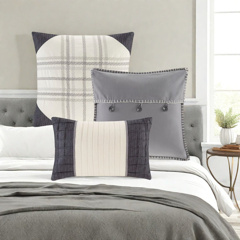 Farmhouse Bedding Sets In Grey Polyester, Cozy Cabin Style