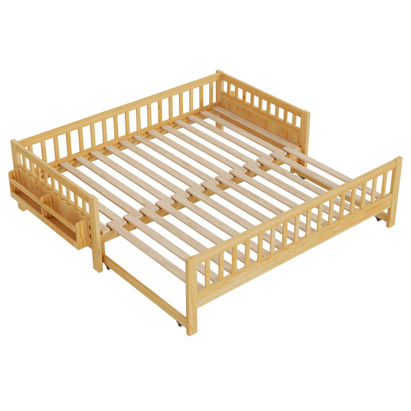 Ensemble de lit de jour en bois extensible Guardhaven, Naturel