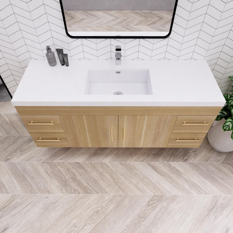 Ensemble de meuble-lavabo simple 59 po Berner, Chêne champagne