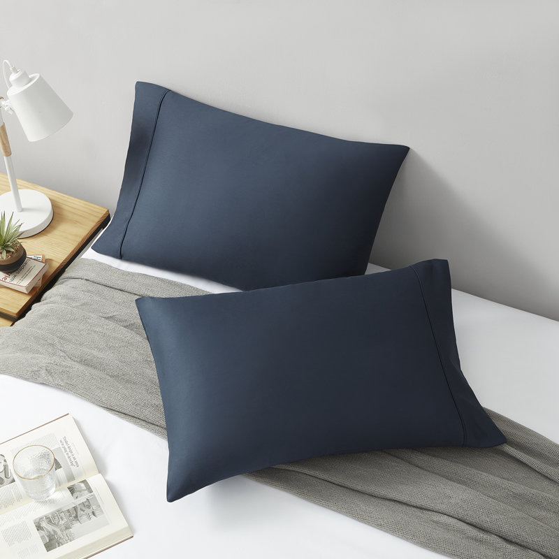 Ensemble de draps en satin 100 % coton d'une contexture de 400 fils, Grand, Bleuet