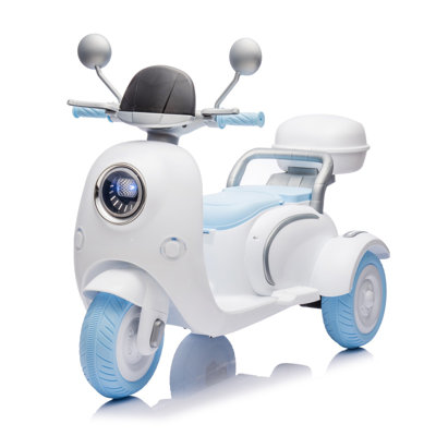 12V Two motors Kids Ride On Level Up Two-seater Electric Motorcycle,Three-wheel Toy w/Music,Bluetooth,USB,Backseat flip adult seat,Portable Storage Hooks&Oversized Trunk,LED Headlight For Kids 3-6.