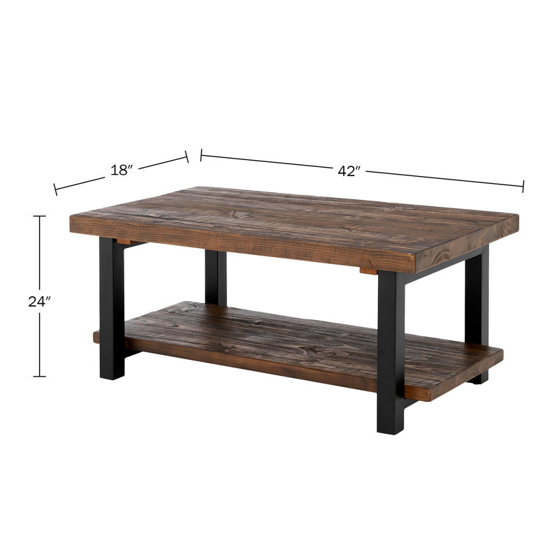 Pomona 42" Solid Wood Coffee Table, Natural, Natural