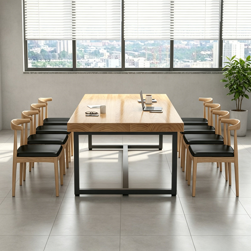 Tables de conférence rectangulaires en bois massif de pin, 29.5" H x 94.5" L x 39.4" W