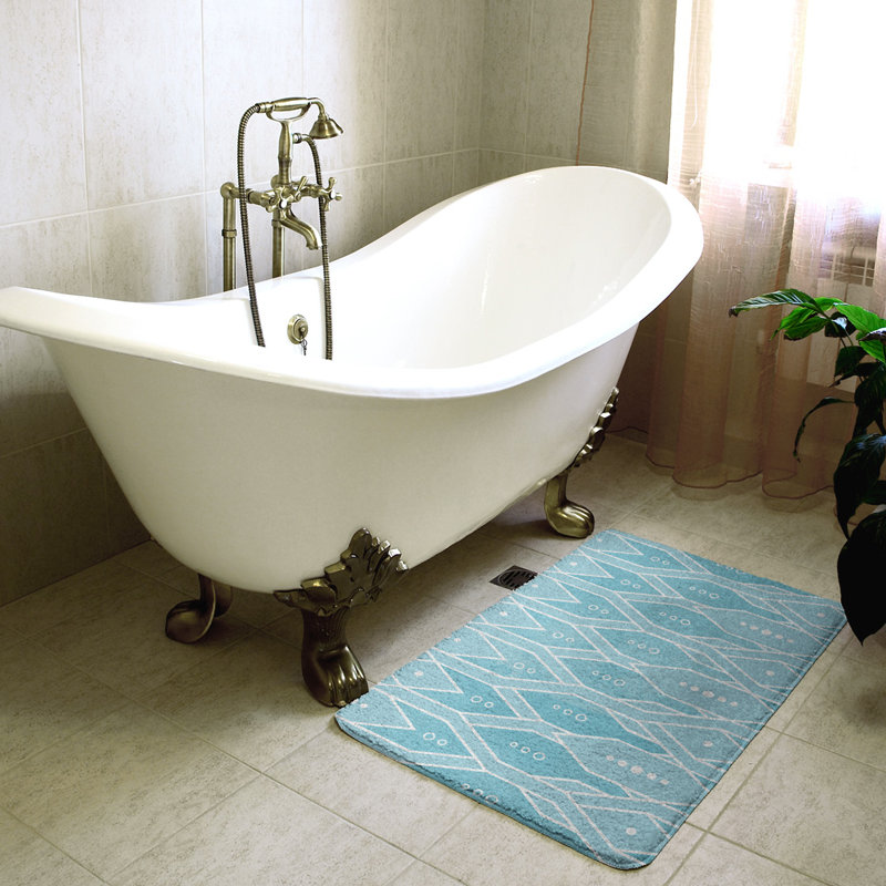 Tapis pour salle de bain Trellis, l 21 po x L 34 po, sarcelle