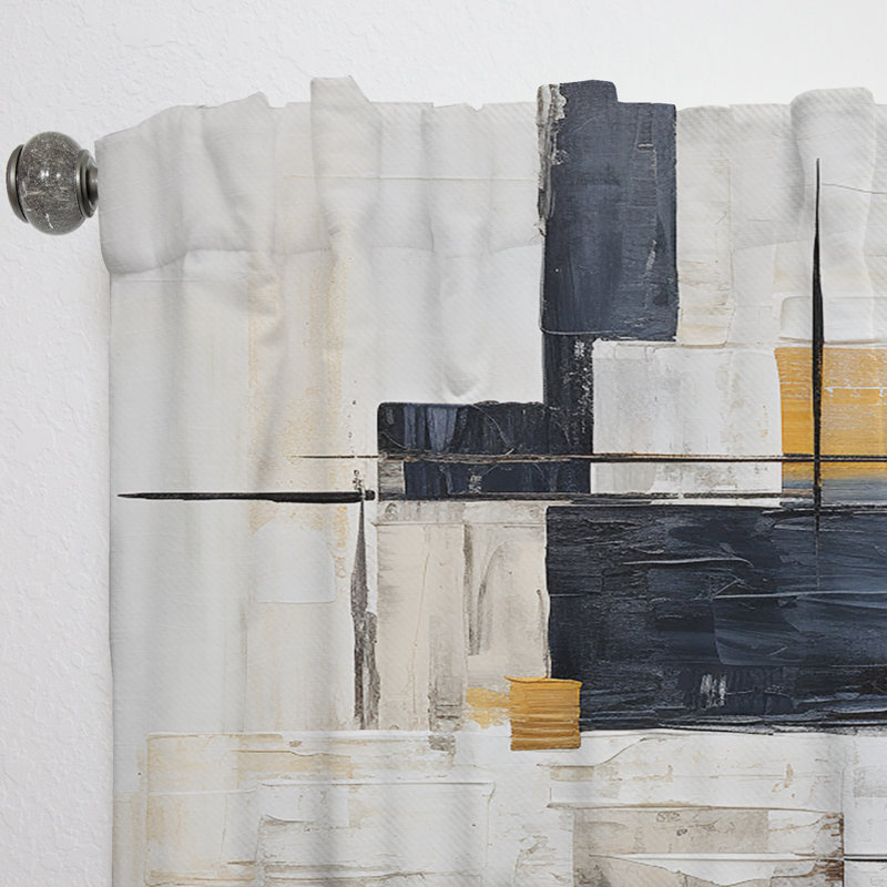 Ivory Illusions Abstract Shapes Ii - Shapes Curtain - Velvet Room Darkening - 1 Panel, 52" W x 63" L