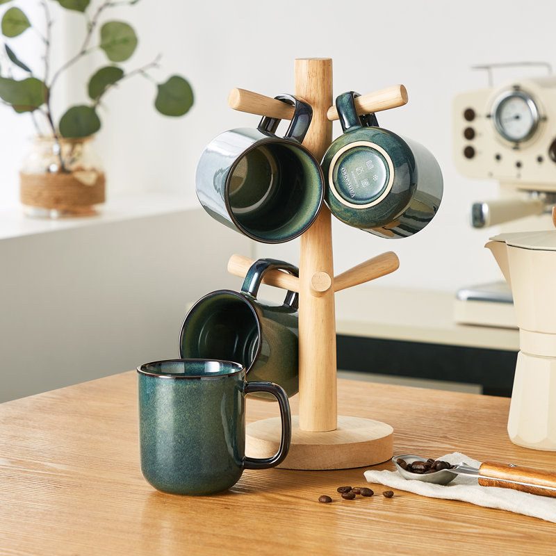 Stoneware Coffee Cup, Green/Black, 360 ml