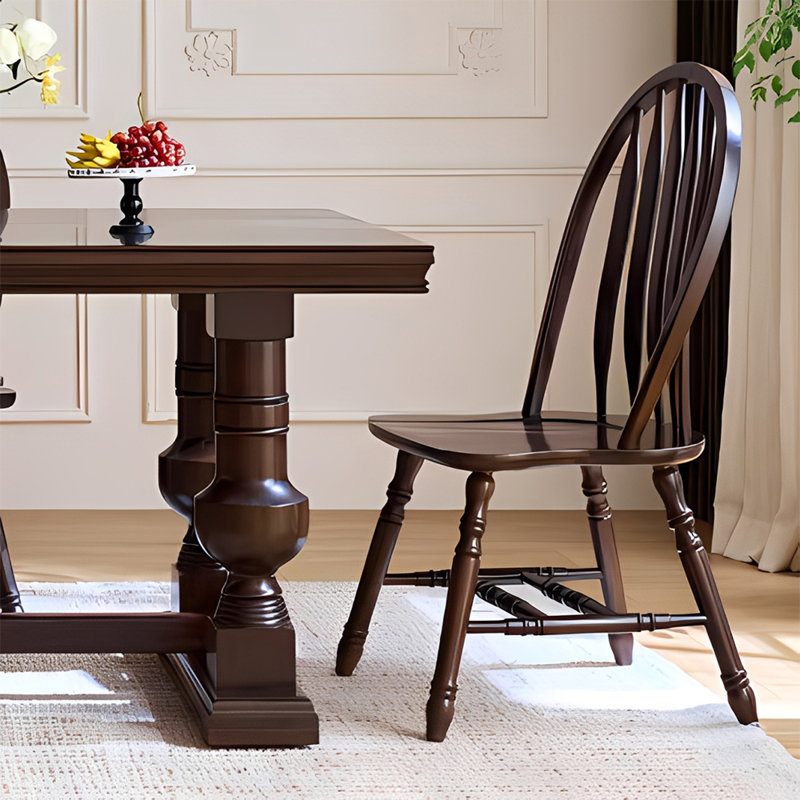 Ensemble de table de salle à manger rétro et élégant en bois massif, 7 pièces : table, 6 chaises