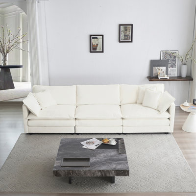 Versatile And Stylish 3-Seater Sofa With Armrest Pillows And Toss Pillows, Perfect For Any Living Room.