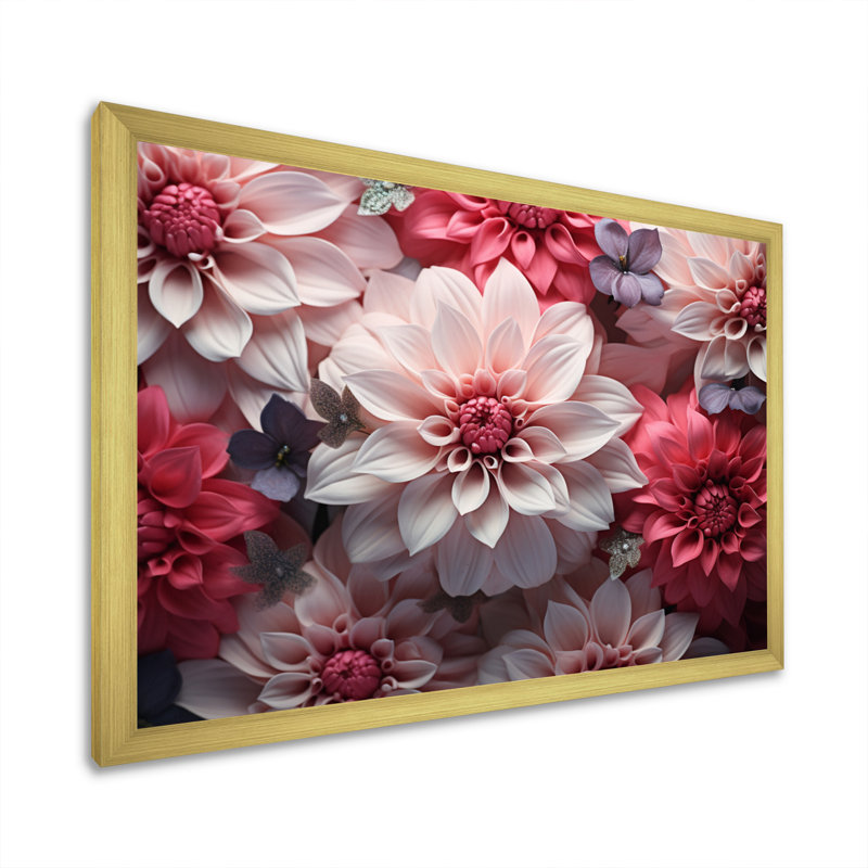 Variété de pétales de fleurs sur toile, Cadre doré à une seule photo, H 16 po x l 32 po x P 1 po