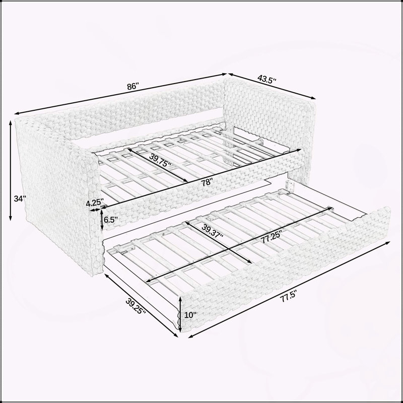 Canapé-lit rembourré polyvalent avec fonction coulissante pour un confort accru, Gris foncé