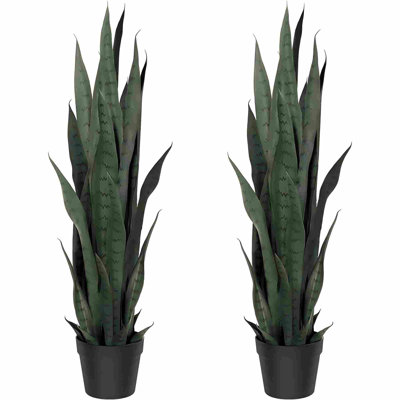36'' Faux Snake Plant (Sansevieria) Plant in Black Pot