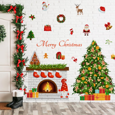Autocollants muraux de Noël arbre de Noël autocollants muraux amovibles décorations de fenêtre de Noël autocollant décor pour les vacances de Noël salon chambre décorations