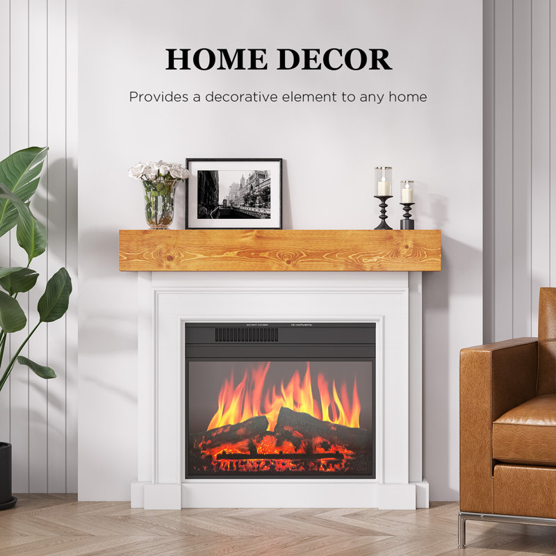 Haynor Solid Wood Fireplace Mantel Floating Shelf, Aged Oak, 60", 9"