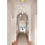 Lustre doré 5 lumières avec abat-jour en verre blanc-1923688158