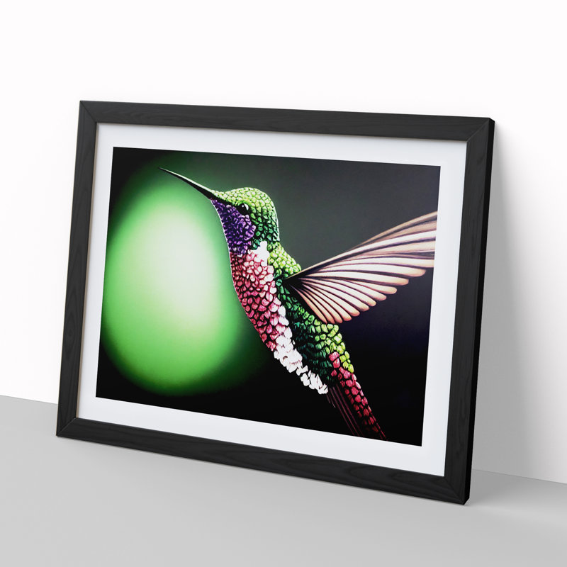 Bold Hummingbird - Single Picture Frame Print, Black Framed, 46cm H x 64cm W x 2cm D