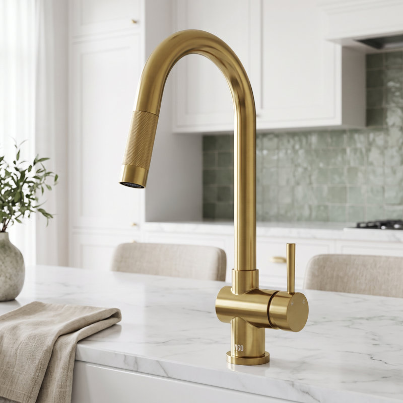 Gramercy 17" H 1-handle Pull-Down Kitchen Faucet, Matte Brushed Gold