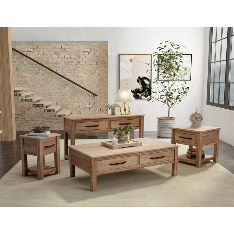 Essa Solid Wood End Table with Storage