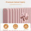 Structure de lit simple avec tête de lit réglable, structure de lit plateforme simple en velours, capitonnage à rainures verticales, lattes de bois robustes, aucun sommier requis, assemblage facile, rose-118103178-118103173