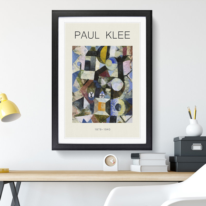Yellow Half Moon Print by Paul Klee - Picture Frame Painting, 65cm H x 48cm W x 2cm D, Black