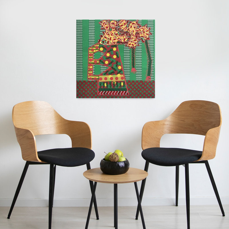 Art contemporain Art floral coloré contemporain, H 24 po x l 24 po