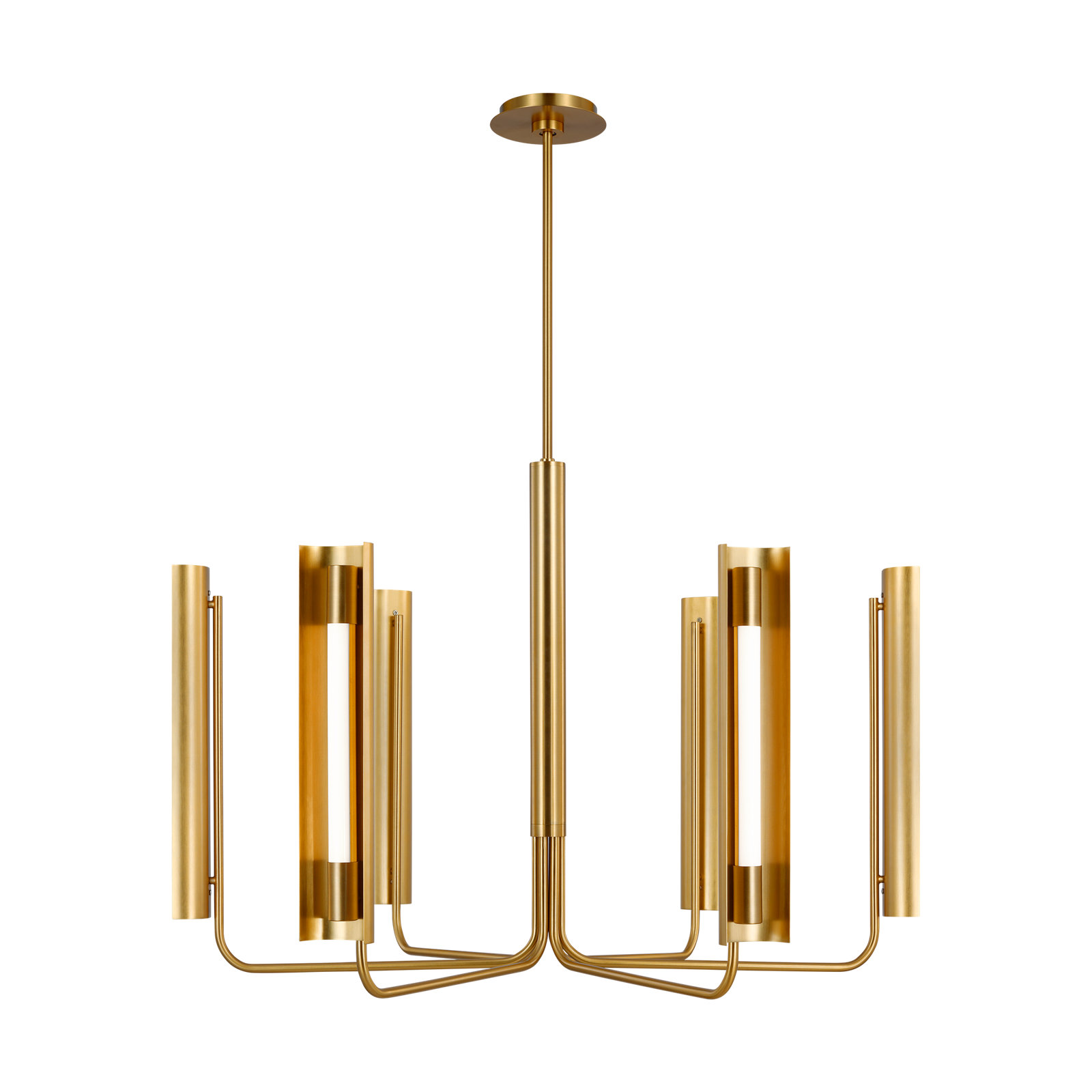 6 - Light Dimmable LED Chandelier, Burnished Brass