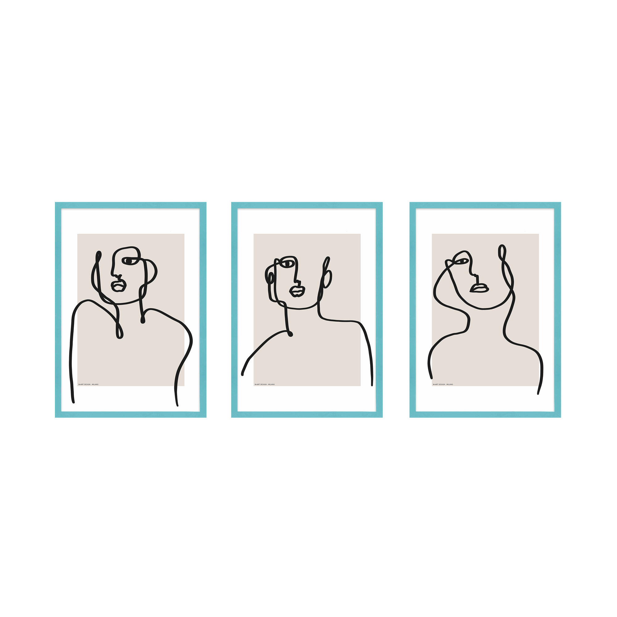 Figure And Form by Romina Gadler, Teal Framed Paper, 50" H x 35" W x 1.25" D