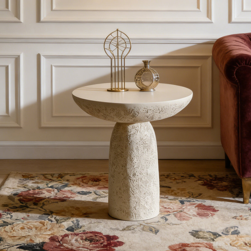57.5x57.5cm Side Table Pedestal Sofa Table Stone-effect  Coffee Table