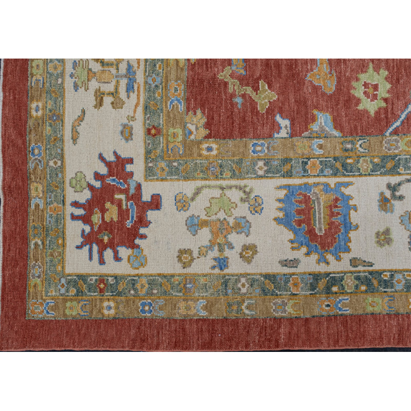 Tapis turc Oushak fait à la main 12 pi x 14 pi 11 po