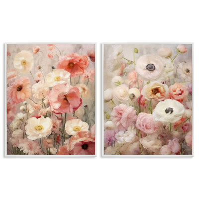 «Blush Floral Flowers», ensemble de 2 giclées encadrées par RileyB